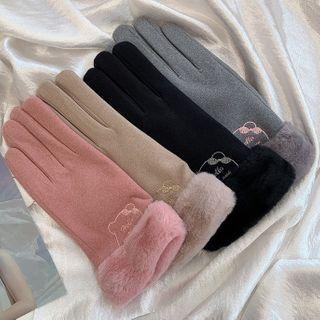 Embroidered Chenille Trim Gloves