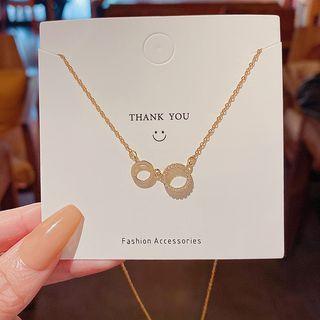 Rhinestone Hoop Necklace X551 - 1pc - Gold - One Size