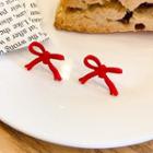 Bow Alloy Earring 01 - 1 Pair - Red - One Size