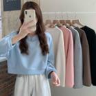 Cropped Round-neck Long-sleeve Sweatshirt