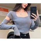Square-neck Cut-out Sweater