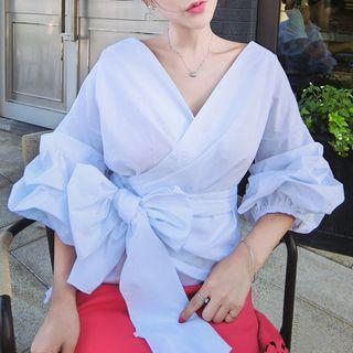 Bow Accent 3/4 Sleeve Blouse