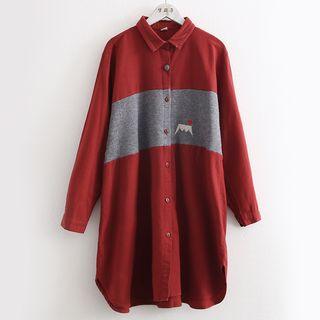 Mountain Embroidered Panel Shirtdress