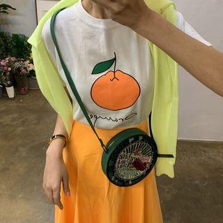 Short-sleeve Printed T-shirt / Maxi A-line Skirt