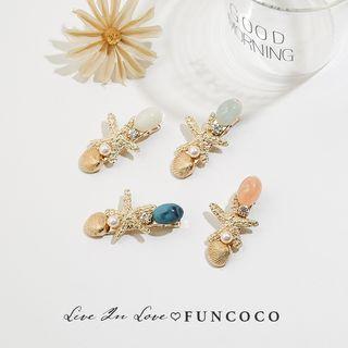 Faux Pearl Starfish Scallop Hair Clip