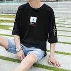 Applique Zip Detail 3/4 Sleeve T-shirt