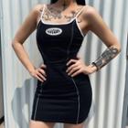 Lettering Spaghetti-strap Dress