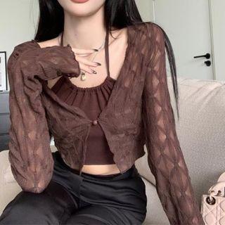 Halter Neck Crop Camisole Top / Chiffon Jacket