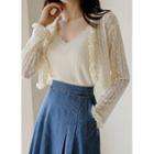 Frill-edge Cropped Lace Cardigan