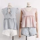 Tie-back Ruffled-trim Sleeveless Top