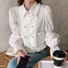 Bell-sleeve Collar Ruffled Blouse