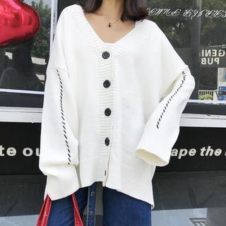 V-neck Loose-fit Embroidery Cardigan