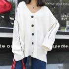 V-neck Loose-fit Embroidery Cardigan