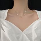 925 Sterling Silver Star Faux Pearl Layered Choker