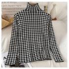 Turtleneck Checkered Sweater Black - One Size