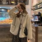 Fluffy Buttoned Jacket / Floral Dress