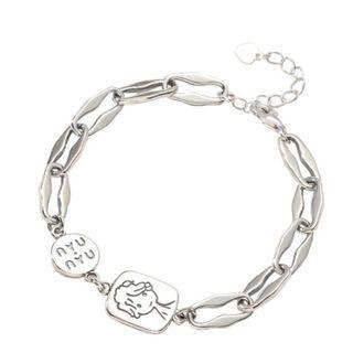 925 Sterling Silver Chain Bracelet Sl0037 - Silver - One Size