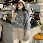 Color-block Knitted Loose-fit Sweater