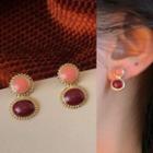 Retro Circle Gemstone Earring Red - 1316a#