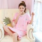 Panda Print Short-sleeve Nightdress