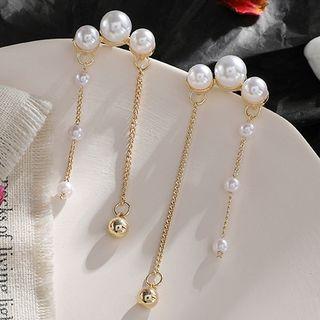 925 Sterling Silver Faux Pearl Dangle Earring 1299 - 1 Pair - Earrings - Gold - One Size