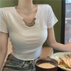 Chain-detail Short-sleeve Top