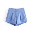 High-waist Buttoned Wide Leg Shorts