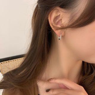 Rectangular Hoop Earring Eh0740 - 1 Pair - Silver - One Size