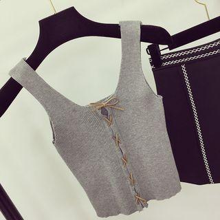 Lace-up Knit Tank Top