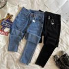 Cropped Frayed Straight Leg Jeans