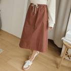 Patch-pocket Midi A-line Skirt