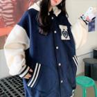 Two Tone Print Hoodie Jacket