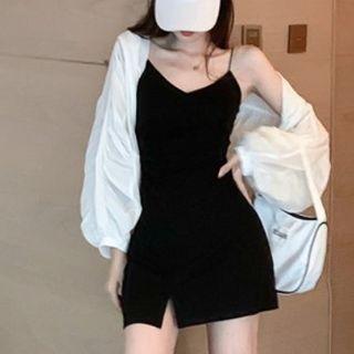 Long-sleeve Zip Hooded Jacket / Sleeveless Dress