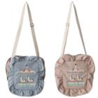 Embroidered Merry-go-round Ruffled Canvas Crossbody Bag 2 Ways - As Shown In Figure - One Size
