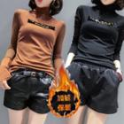 Turtleneck Applique Long-sleeve T-shirt