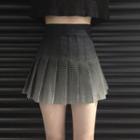 High-waist Gradient Polka Dot Pleated A-line Skirt