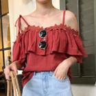 Short-sleeve Cold Shoulder Ruffle Top