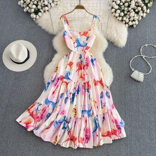Sleeveless Unicorn Print A-line Dress