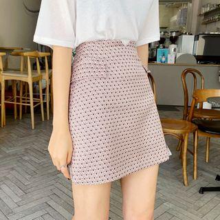 Flap-detail Dotted A-line Mini Skirt
