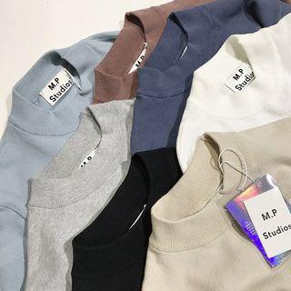 Plain Elbow Sleeve Sweater
