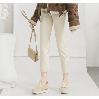 Cropped Straight Cut Jeans Off-white - M