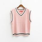 Cable-knit V-neck Knit Vest