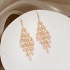 Fringed Drop Earring E2619 - 1 Pair - Gold & Pink - One Size