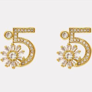 Rhinestone Drop Earring 1 Pair - 14k Gold - One Size