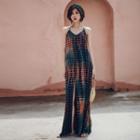Halter-neck Printed Maxi A-line Beach Dress As Shown In Figure - One Size