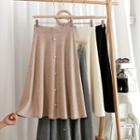 Pearl Button Knit A-line Skirt