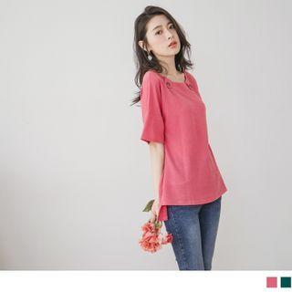 Elbow Sleeve Drop Shoulder Top