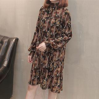 Set: Long-sleeve Printed Dress + Sleeveless Knit Dress