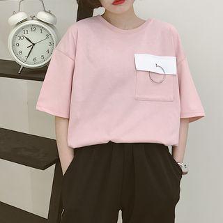 Ring Detail Elbow-sleeve T-shirt