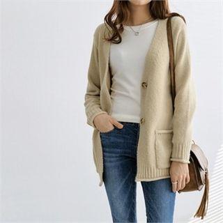 Single-breasted Dual-pocket Cardigan